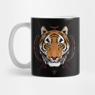 The Tiger head illustration with ornament  background Mug